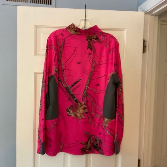 Mossy Oak Realtree Women's 1/4-Zip Performance Long Sleeve Tee Pink Camo Size XL - Picture 6 of 9